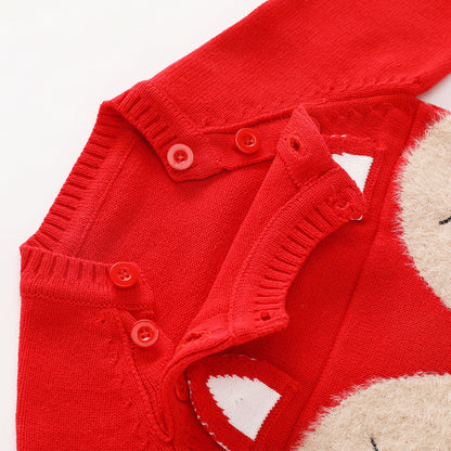 Korean double diagonal button sweater