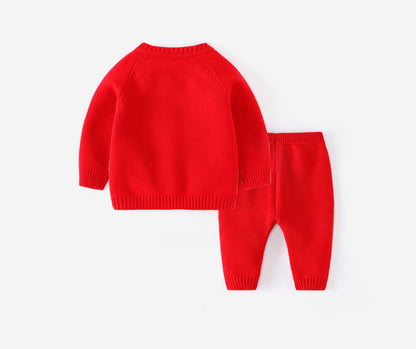 Korean double diagonal button sweater