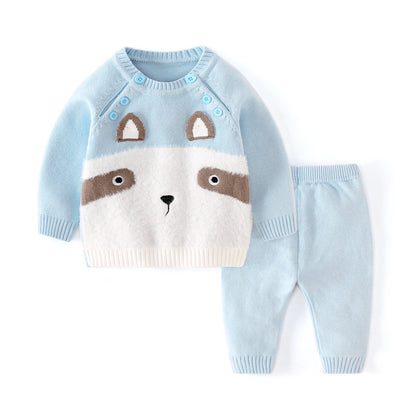 Korean double diagonal button sweater