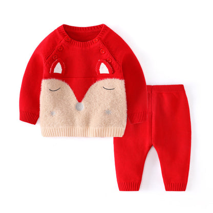 Korean double diagonal button sweater