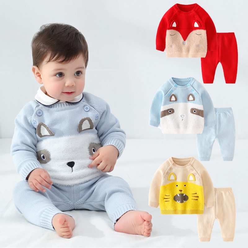 Korean double diagonal button sweater
