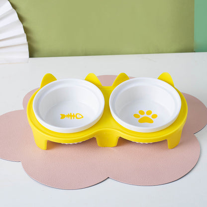 Cat Bowl Ceramic Double Bowl